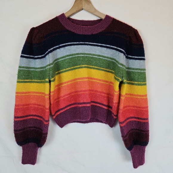 Zara Sweaters - Zara Rainbow Puffy Sleeved sweater crop, size M